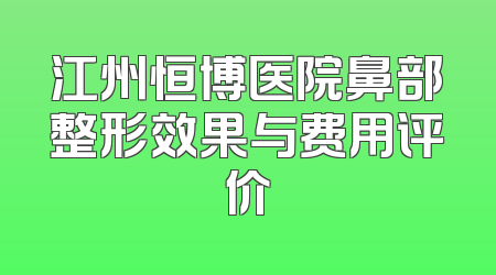 江州恒博医院鼻部整形效果与费用评价