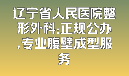 辽宁省人民医院整形外科：正规公办，专业腹壁成型服务