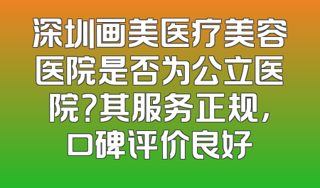 深圳画美医疗美容医院是否为公立医院？其服务正规，口碑评价良好