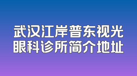 武汉江岸普东视光眼科诊所简介地址