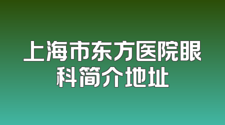 上海市东方医院眼科简介地址