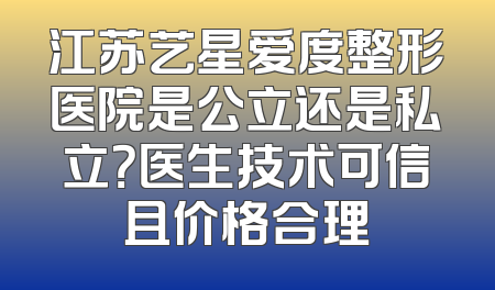 江苏艺星爱度整形医院是公立还是私立？医生技术可信且价格合理