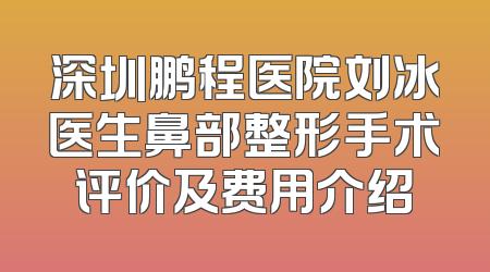 深圳鹏程医院刘冰医生鼻部整形手术评价及费用介绍