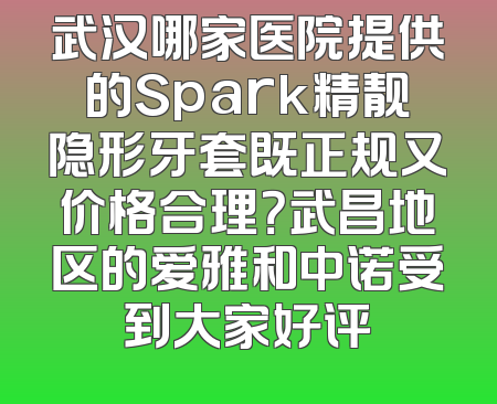 武汉哪家医院提供的Spark精靓隐形牙套既正规又价格合理？武昌地区的爱雅和中诺受到大家好评