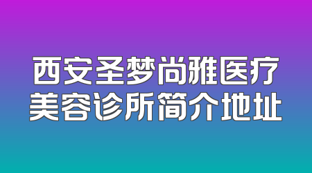 西安圣梦尚雅医疗美容诊所简介地址