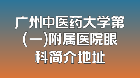 广州中医药大学第(一)附属医院眼科简介地址