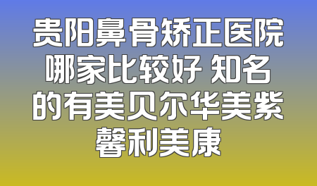 贵阳鼻骨矫正医院哪家比较好 知名的有美贝尔华美紫馨利美康