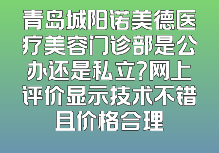 青岛城阳诺美德医疗美容门诊部是公办还是私立？网上评价显示技术不错且价格合理