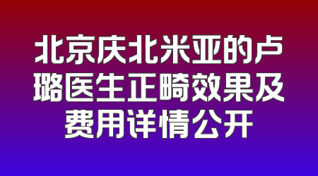 北京庆北米亚的卢璐医生正畸效果及费用详情公开