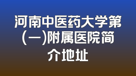 河南中医药大学第(一)附属医院简介地址