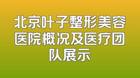 北京叶子整形美容医院概况及医疗团队展示