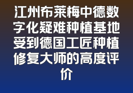 江州布莱梅中德数字化疑难种植基地受到德国工匠种植修复大师的高度评价