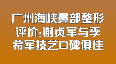 广州海峡鼻部整形评价：谢占军与李希军技艺口碑俱佳
