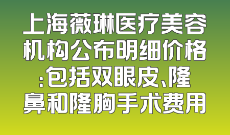 上海薇琳医疗美容机构公布明细价格：包括双眼皮、隆鼻和隆胸手术费用