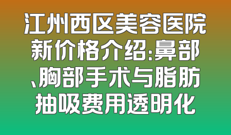 江州西区美容医院新价格介绍：鼻部、胸部手术与脂肪抽吸费用透明化