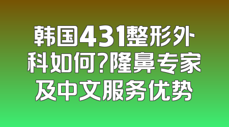韩国431整形外科如何？隆鼻专家及中文服务优势