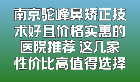 南京驼峰鼻矫正技术好且价格实惠的医院推荐 这几家性价比高值得选择