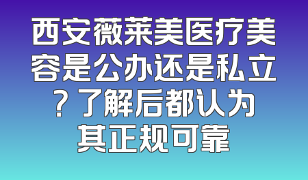 西安薇莱美医疗美容是公办还是私立？ 了解后都认为其正规可靠