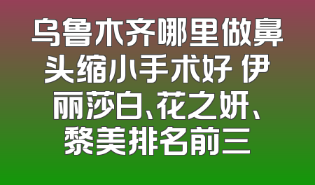 乌鲁木齐哪里做鼻头缩小手术好 伊丽莎白、花之妍、黎美排名前三