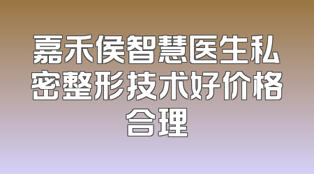 嘉禾侯智慧医生私密整形技术好价格合理