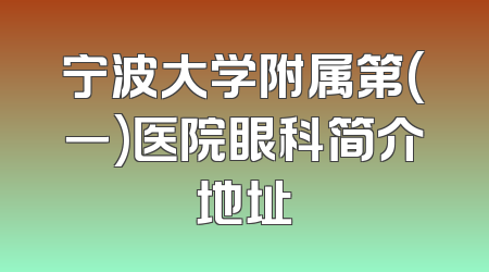 宁波大学附属第(一)医院眼科简介地址