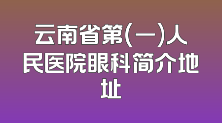 云南省第(一)人民医院眼科简介地址