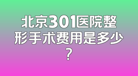 北京301医院整形手术费用是多少？