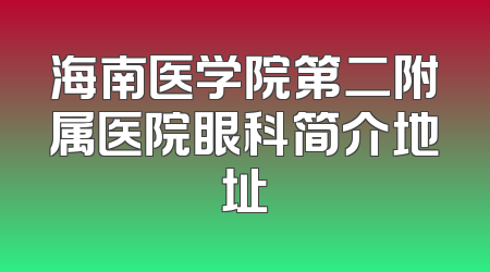 海南医学院第二附属医院眼科简介地址