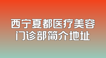 西宁夏都医疗美容门诊部简介地址
