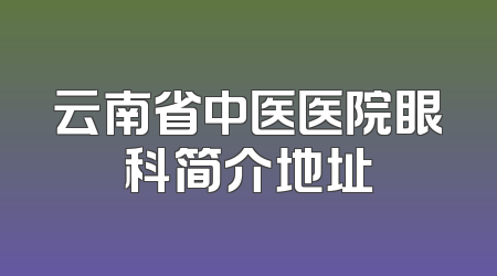 云南省中医医院眼科简介地址