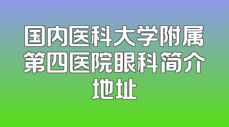 国内医科大学附属第四医院眼科简介地址