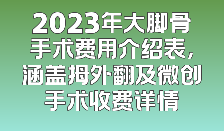 2023年大脚骨手术费用介绍表，涵盖拇外翻及微创手术收费详情