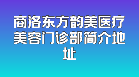 商洛东方韵美医疗美容门诊部简介地址