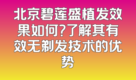 北京碧莲盛植发效果如何？了解其有效无剃发技术的优势