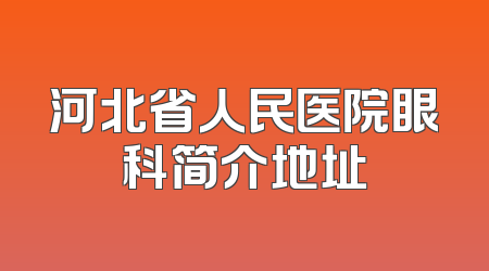 河北省人民医院眼科简介地址