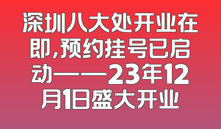 深圳八大处开业在即，预约挂号已启动——23年12月1日盛大开业