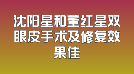 沈阳星和董红星双眼皮手术及修复效果佳