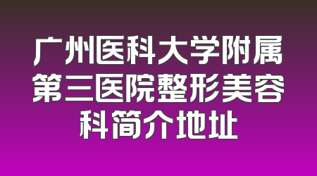 广州医科大学附属第三医院整形美容科简介地址