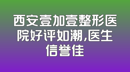 西安壹加壹整形医院好评如潮，医生信誉佳