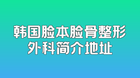 韩国脸本脸骨整形外科简介地址
