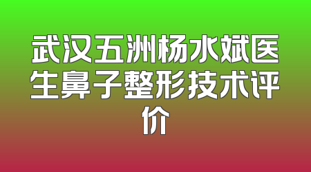 武汉五洲杨水斌医生鼻子整形技术评价