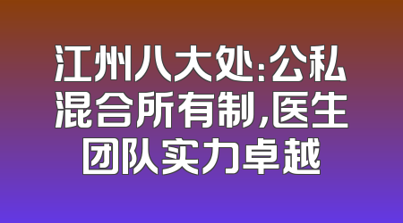 江州八大处：公私混合所有制，医生团队实力卓越