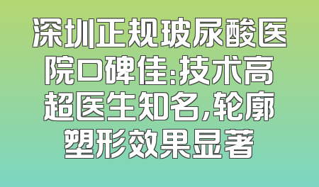 深圳正规玻尿酸医院口碑佳：技术高超医生知名，轮廓塑形效果显著
