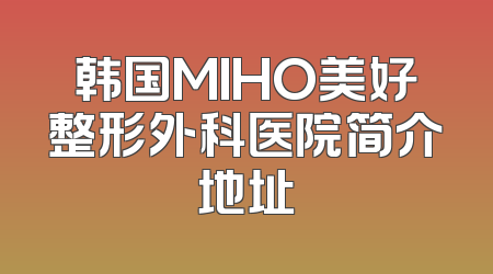 韩国MIHO美好整形外科医院简介地址