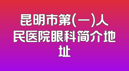 昆明市第(一)人民医院眼科简介地址