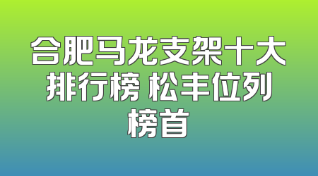 合肥马龙支架十大排行榜 松丰位列榜首