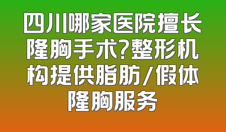 四川哪家医院擅长隆胸手术？整形机构提供脂肪/假体隆胸服务