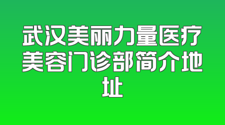 武汉美丽力量医疗美容门诊部简介地址