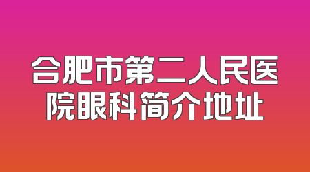 合肥市第二人民医院眼科简介地址