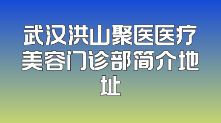 武汉洪山聚医医疗美容门诊部简介地址